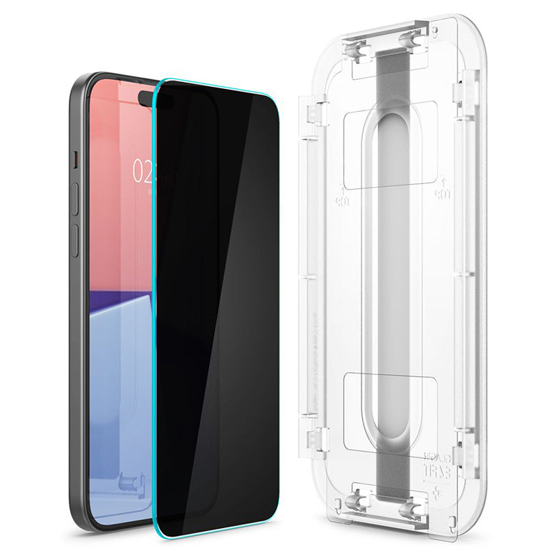 Spigen GLAS.TR EZ FIT Privacy 2-Pack - Gehard glas met privacyfilter voor iPhone 15 2 stuks