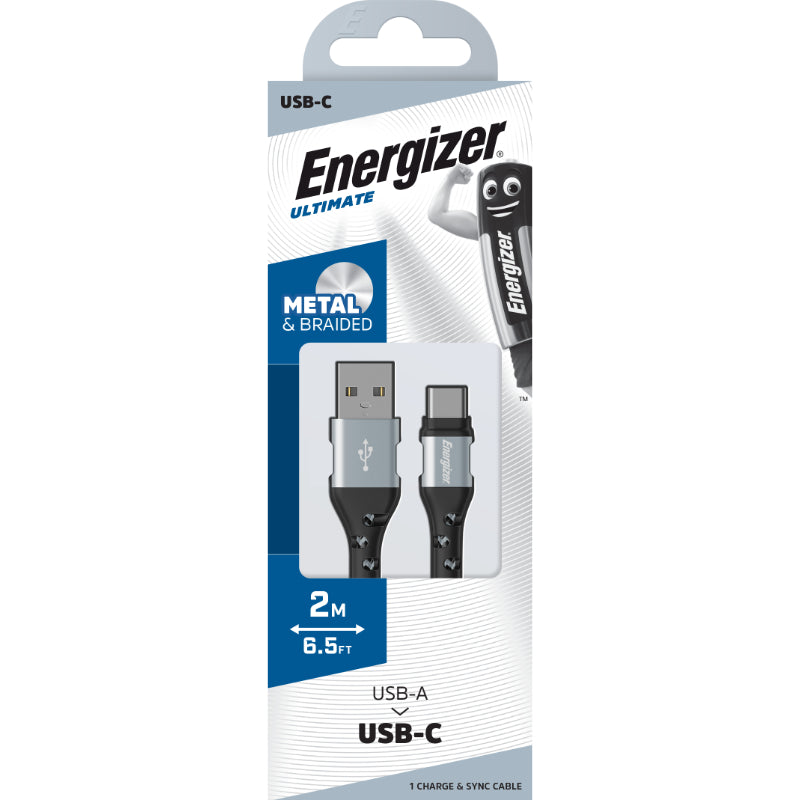 Energizer Ultimate - USB-A naar USB-C verbindingskabel 2m (Zilver)