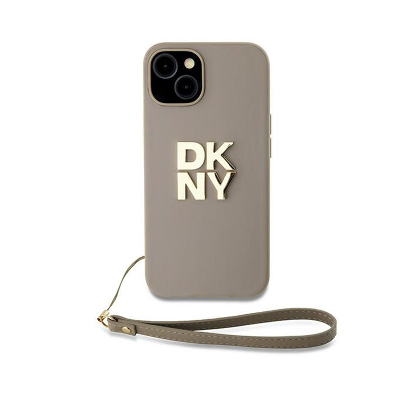 DKNY Polsband Stock Logo - Hoesje voor iPhone 15 / 14 / 13 (Beige)