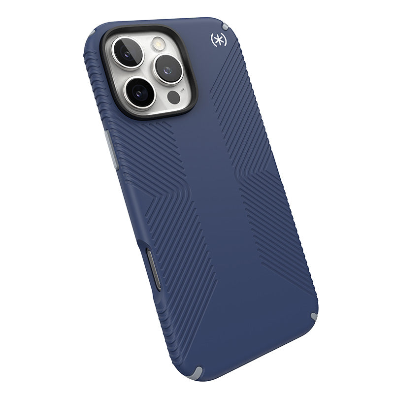 Speck Presidio2 Grip - Hoesje voor iPhone 16 Pro Max (Kustblauw / Stofgrijs / Wit)