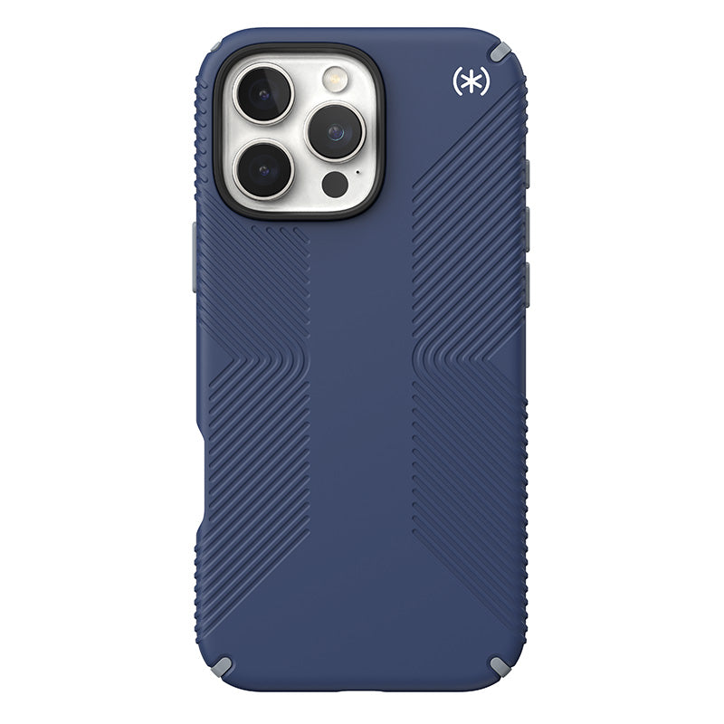 Speck Presidio2 Grip - Hoesje voor iPhone 16 Pro Max (Kustblauw / Stofgrijs / Wit)