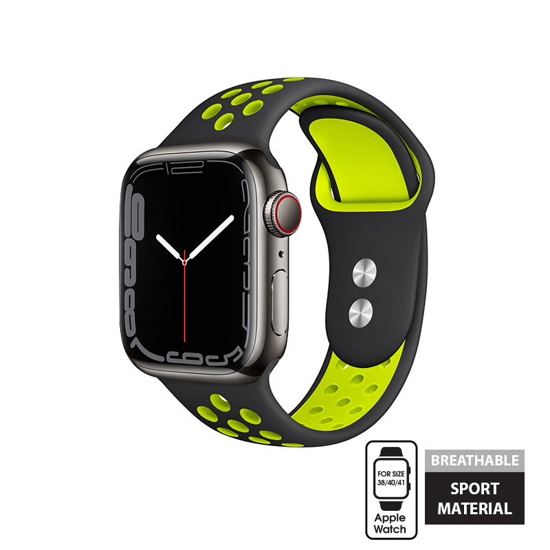 Crong Duo Sport - Band for Apple Watch 38/40/41 mm (Black / Lime)