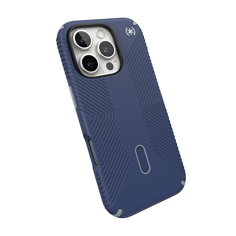 Speck Presidio2 Grip ClickLock &amp; MagSafe - Hoesje voor iPhone 16 Pro (Coastal Blue / Dust Grey / Wit)