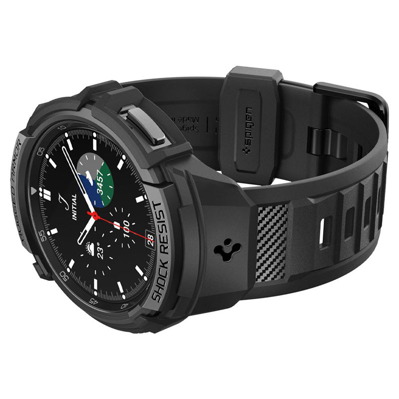 Spigen Rugged Armor Pro - Band + hoesje voor Samsung Galaxy Watch 6 Classic 47 mm (zwart)