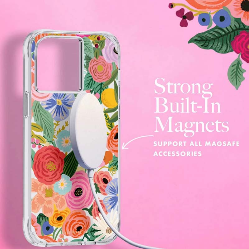 Rifle Paper Clear MagSafe – Hülle für iPhone 14 Pro Max (Garden Party Blush)