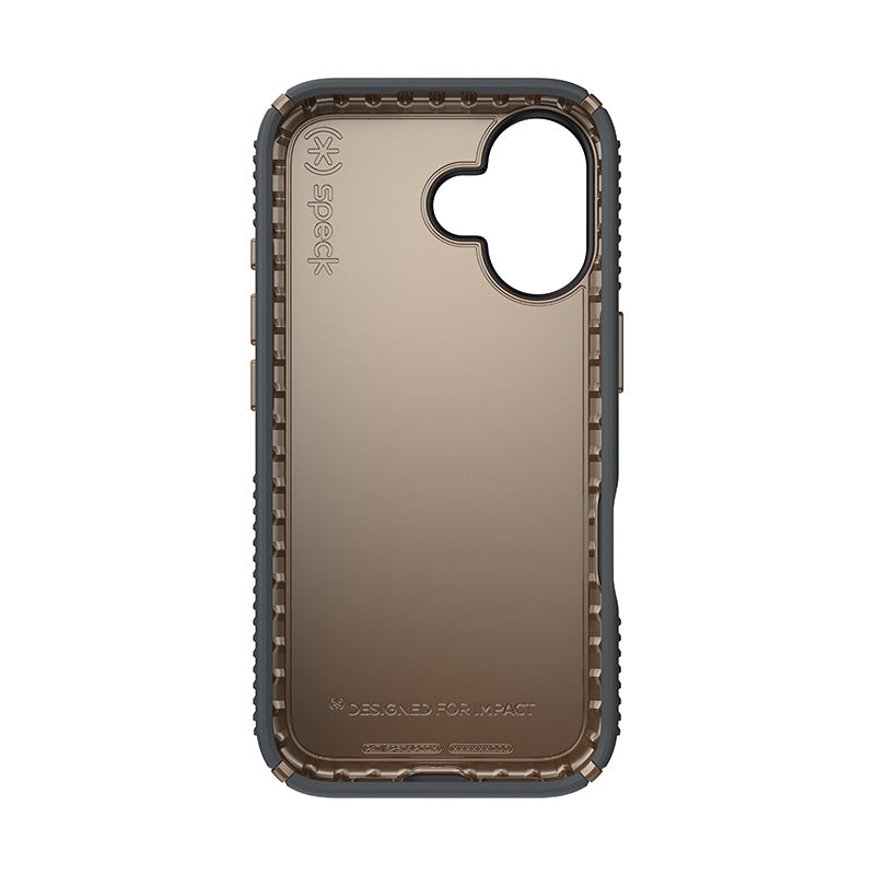 Speck Presidio2 Grip - Hoesje voor iPhone 16 (Antracietgrijs / Koel brons / Wit)