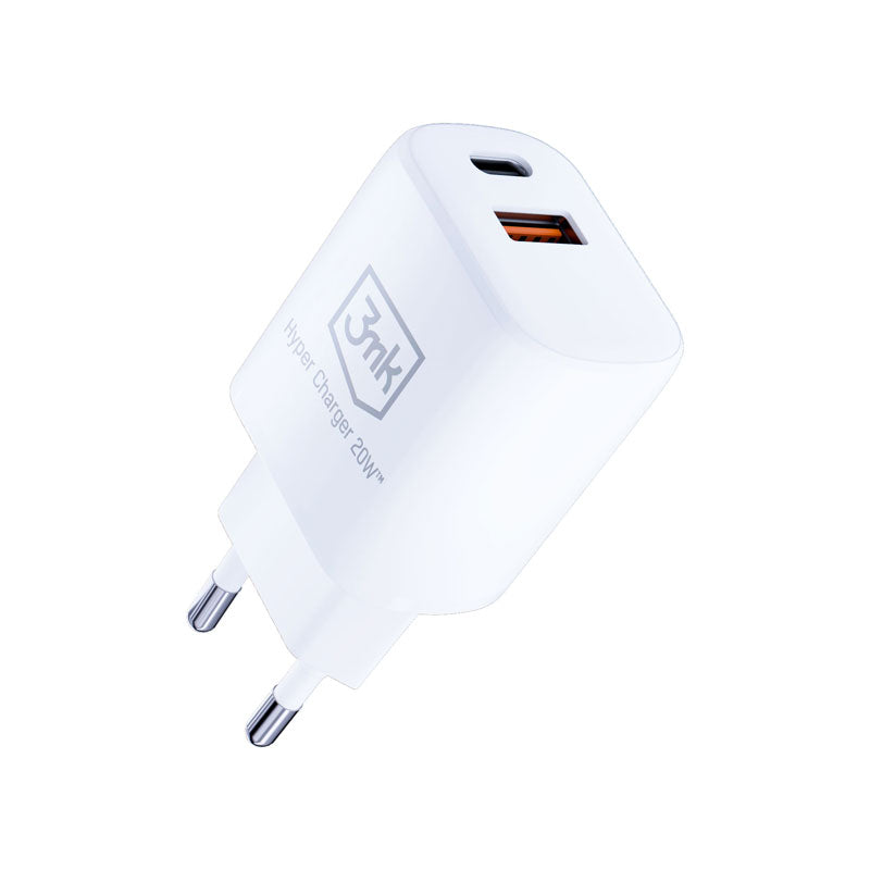 3mk Hyper Charger - USB-A QC 3.0 + USB-C PD 20W netlader (wit)