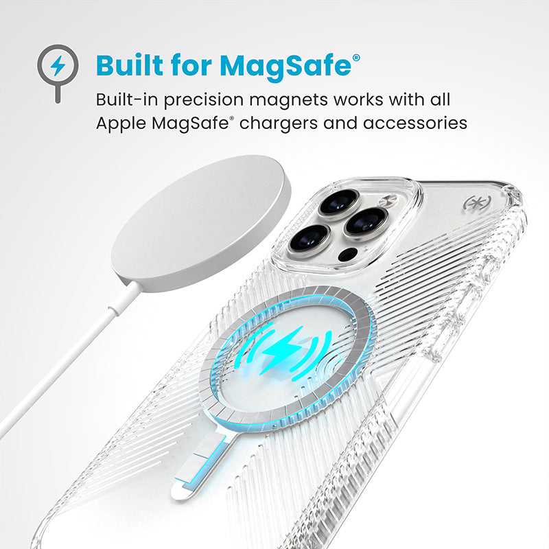 Speck Presidio Perfect-Clear Grip MagSafe - Hoesje voor iPhone 16 Pro Max (Transparant / Chromen afwerking / Serene Silver)