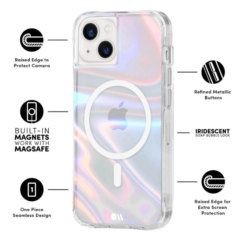 Case-Mate Soap Bubble MagSafe - Case for iPhone 15 / iPhone 14 / iPhone 13 (Iridescent)