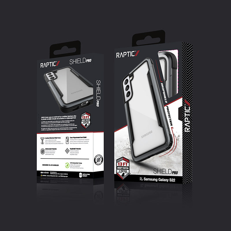 X-Doria Raptic Shield Pro - hoesje voor Samsung Galaxy S22 5G (antimicrobiële bescherming) (zwart)