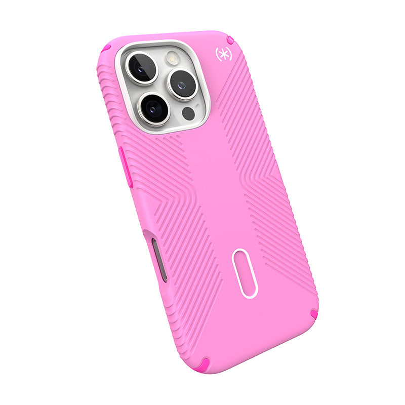 Speck Presidio2 Grip ClickLock &amp; MagSafe - Hoesje voor iPhone 16 Pro (True Pink / Shocking Pink / Wit)