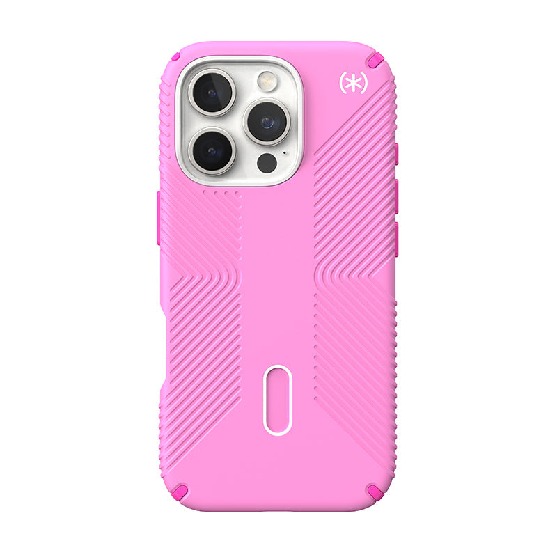 Speck Presidio2 Grip ClickLock &amp; MagSafe - Hoesje voor iPhone 16 Pro (True Pink / Shocking Pink / Wit)