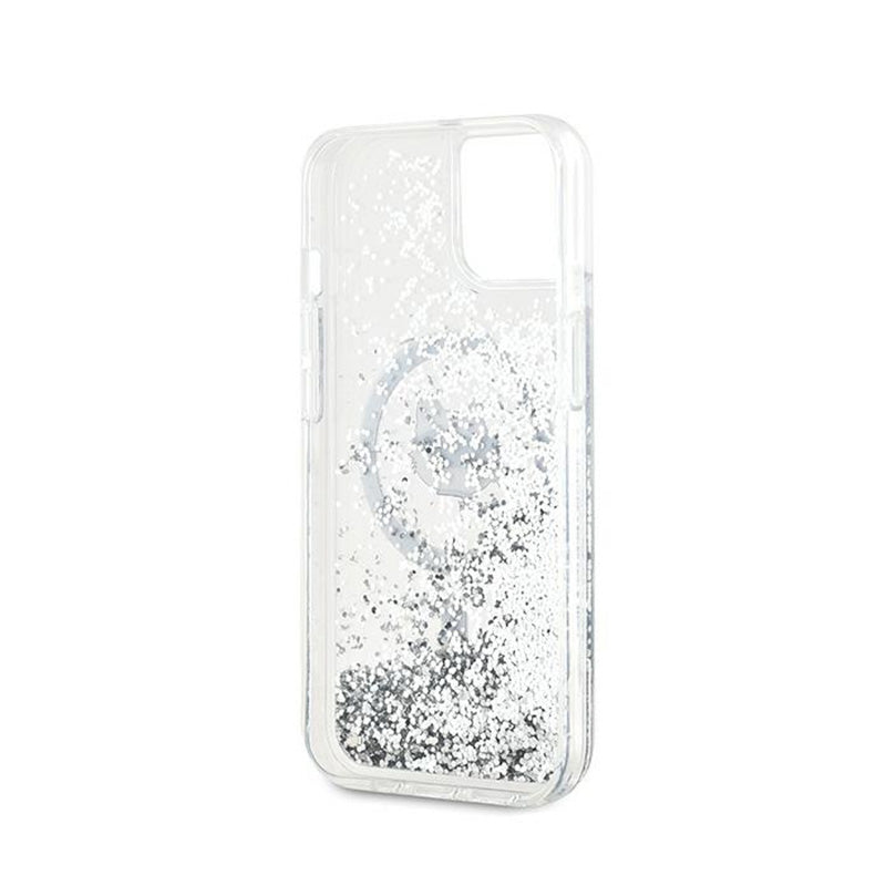 Karl Lagerfeld Liquid Glitter Choupette Head MagSafe - iPhone 15 Plus / 14 Plus hoesje (Transparant)