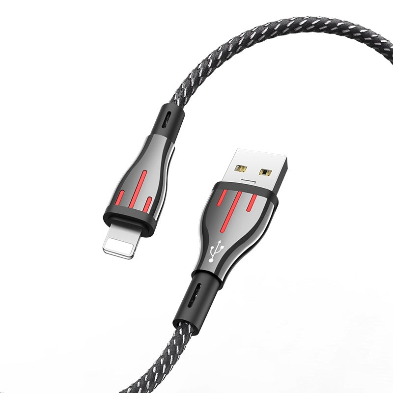 Borofone Highway - 1,2 m USB naar Lightning-verbindingskabel (zwart / grijs)