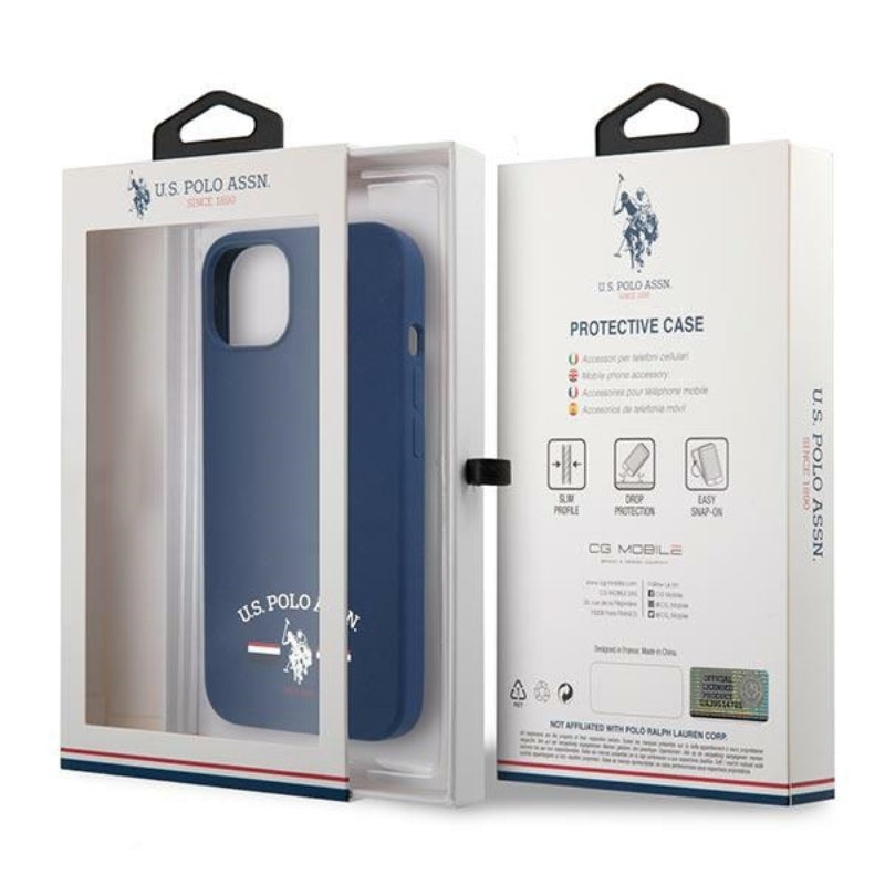 US Polo Assn siliconenlogo - hoesje voor iPhone 13 mini (marineblauw)