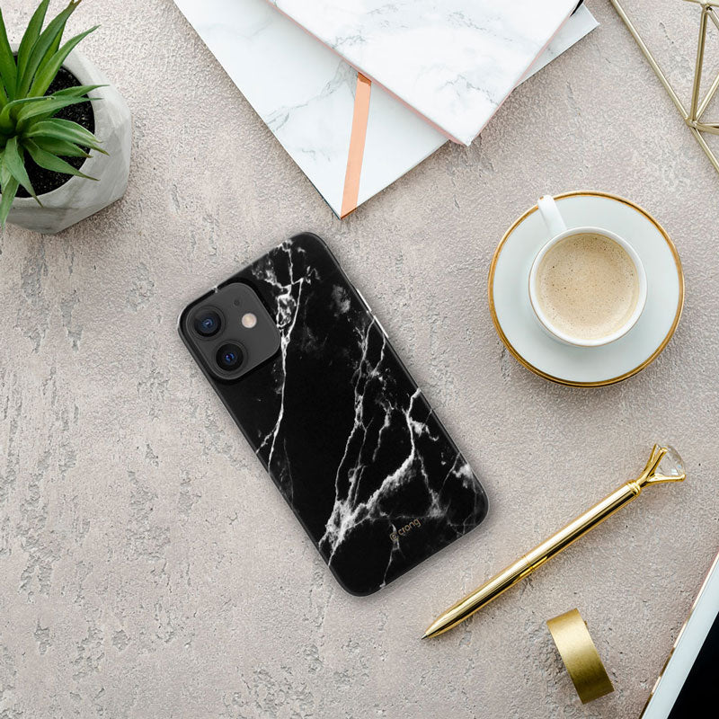 Crong Marble Case - Case for iPhone 12 Mini (Black)