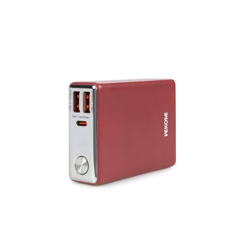 WEKOME WP-27 Tint-serie - Powerbank 10000 mAh Supersnel opladen USB-C PD 20W + 2x USB-A QC3.0 22,5W (rood)