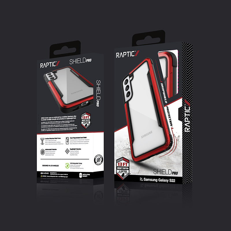 X-Doria Raptic Shield Pro - hoesje voor Samsung Galaxy S22 5G (antimicrobiële bescherming) (rood)