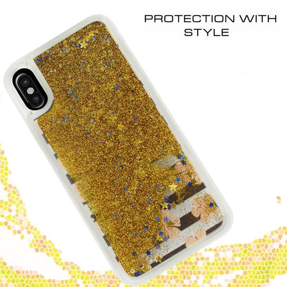 Zizo Liquid Glitter Star Case for iPhone X (Pink Flowers)