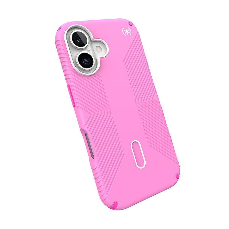 Speck Presidio2 Grip ClickLock &amp; MagSafe - Hoesje voor iPhone 16 (True Pink / Shocking Pink / Wit)