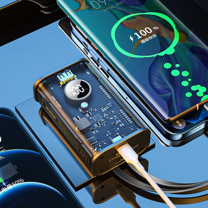 WEKOME WP-345 Vanguard-Serie – Powerbank 10000 mAh, Schnellladung mit integriertem USB-C und Lightning PD 20 W Kabel + QC 22,5 W (schwarz)