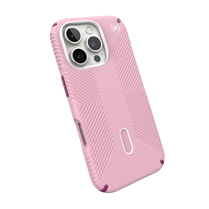 Speck Presidio2 Grip ClickLock &amp; MagSafe - Hoesje voor iPhone 16 Pro (Woensdag Roze / Boysenberry Paars / Wit)