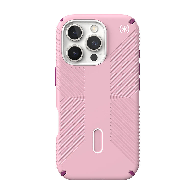 Speck Presidio2 Grip ClickLock &amp; MagSafe - Hoesje voor iPhone 16 Pro (Woensdag Roze / Boysenberry Paars / Wit)