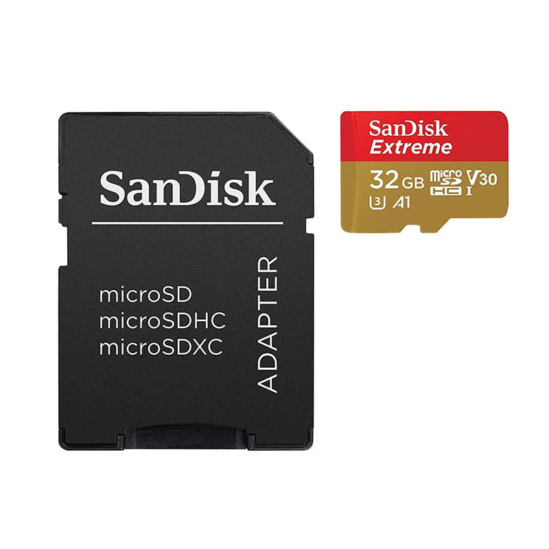 SanDisk Extreme microSDHC - 32 GB geheugenkaart A1 V30 UHS-I U3 100/60 MB/s met adapter