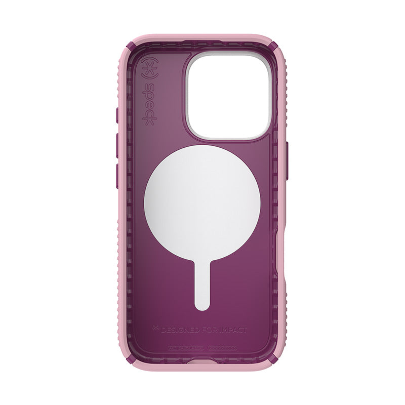 Speck Presidio2 Grip ClickLock &amp; MagSafe - Hoesje voor iPhone 16 Pro (Woensdag Roze / Boysenberry Paars / Wit)