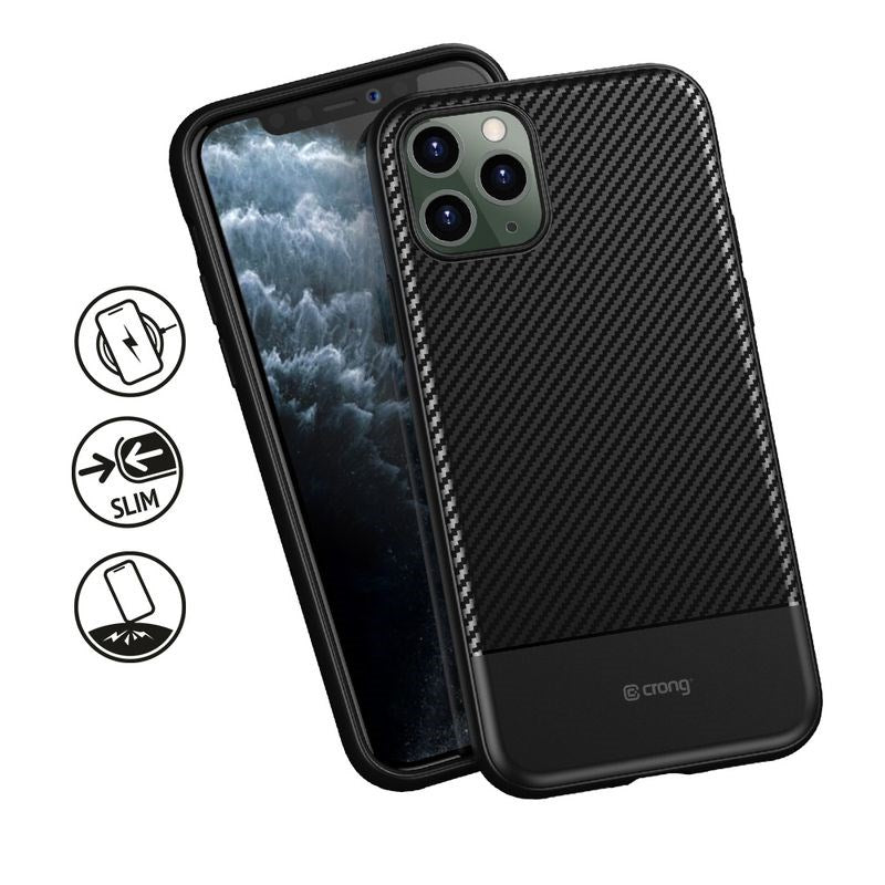 Crong Prestige Carbon Cover - Schutzhülle für iPhone 11 Pro (Schwarz)