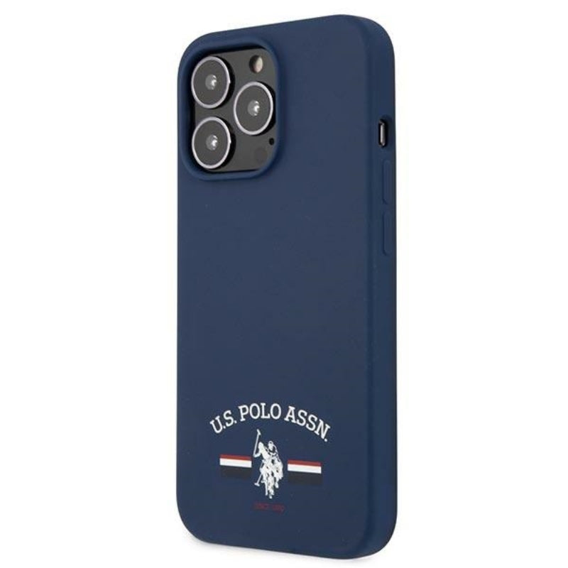 US Polo Assn siliconen logo - hoesje voor iPhone 13 Pro Max (marineblauw)