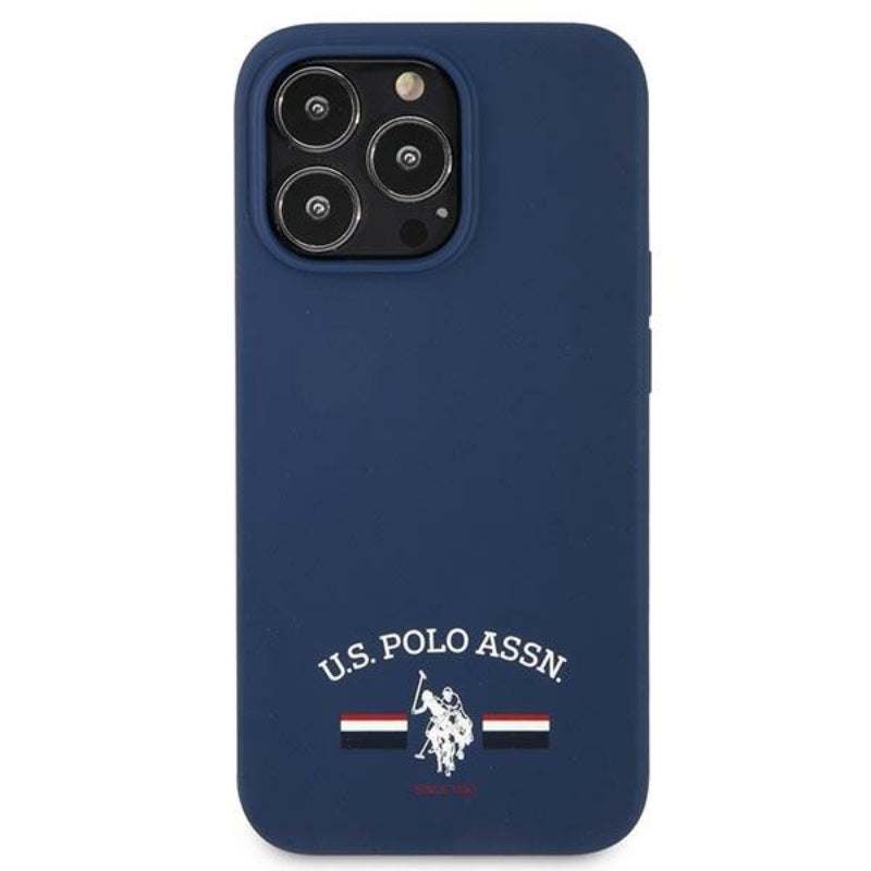 US Polo Assn siliconen logo - hoesje voor iPhone 13 Pro Max (marineblauw)