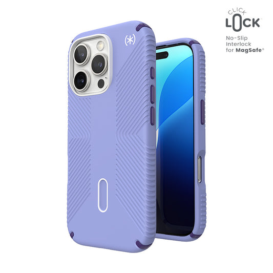 Speck Presidio2 Grip ClickLock &amp; MagSafe - Hoesje voor iPhone 16 Pro (Future Lavender / Cassis Purple / Wit)