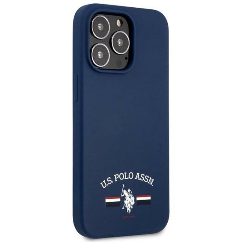 US Polo Assn siliconen logo - hoesje voor iPhone 13 Pro Max (marineblauw)