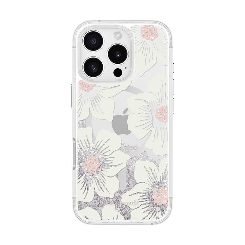 Kate Spade New York Liquid Glitter MagSafe - Hoesje voor iPhone 16 Pro (Hollyhock Floral)