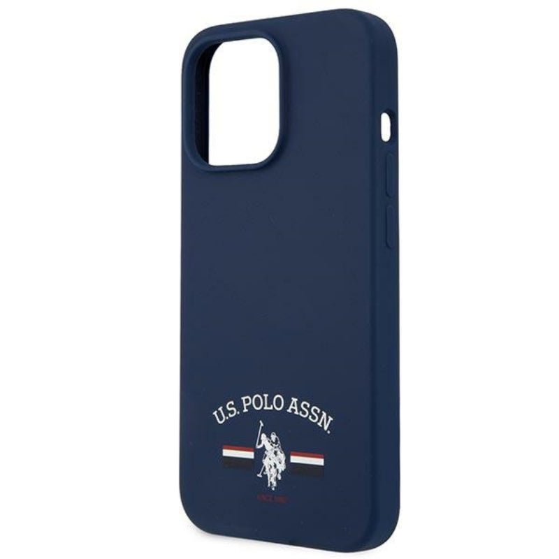 US Polo Assn siliconen logo - hoesje voor iPhone 13 Pro Max (marineblauw)