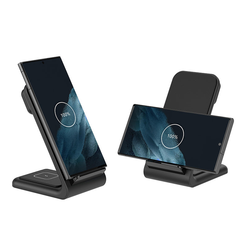 Crong PowerSpot Pivot Stand – 3-in-1 kabelloses Ladegerät für Samsung &amp; Android, Galaxy Watch und TWS-Kopfhörer (schwarz)