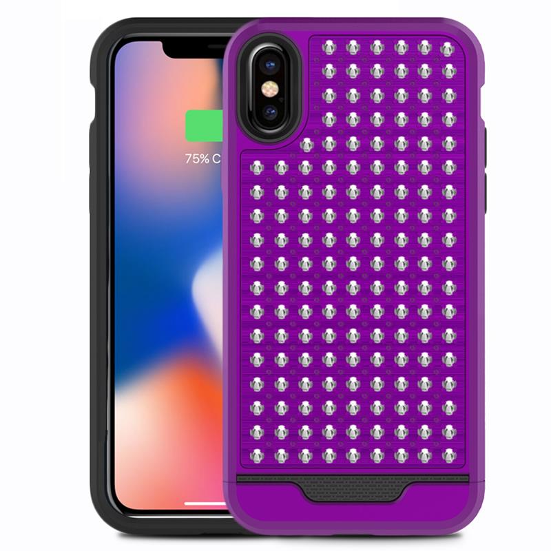 Zizo Star Diamond Hybrid Cover voor iPhone X (paars/zwart)