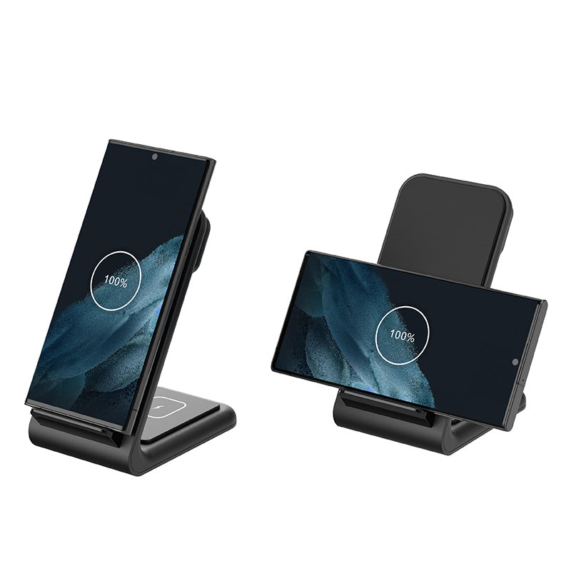 Crong PowerSpot Pivot Stand – 3-in-1 kabelloses Ladegerät für Samsung &amp; Android, Galaxy Watch und TWS-Kopfhörer (schwarz)