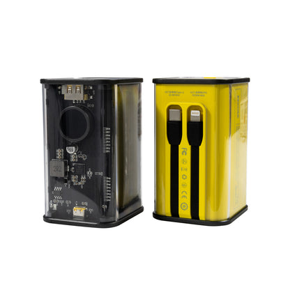 WEKOME WP-347 Vanguard-Serie – Powerbank 20000 mAh, superschnelles Laden mit integriertem USB-C PD 20 W und Lightning + USB-A QC3.0 22,5 W Kabel (Gelb)