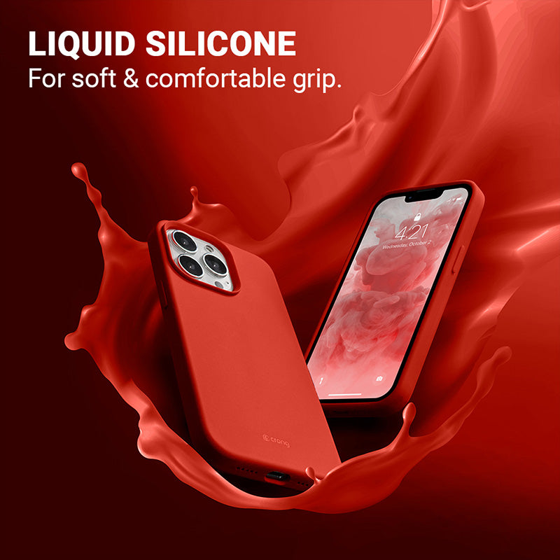 Crong Color Cover Liquid Silicone Case for iPhone 13 Pro (Red)