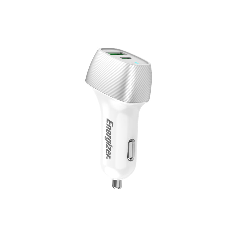 Energizer Ultimate - USB-C &amp; USB-A 38W PD + QC3.0 Autoladegerät (Weiß / Silber)