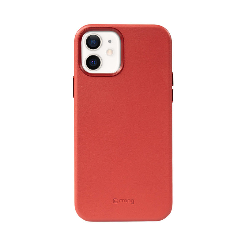 Crong Essential Cover Magnetic - Leather case for iPhone 12 / iPhone 12 Pro MagSafe (Red)