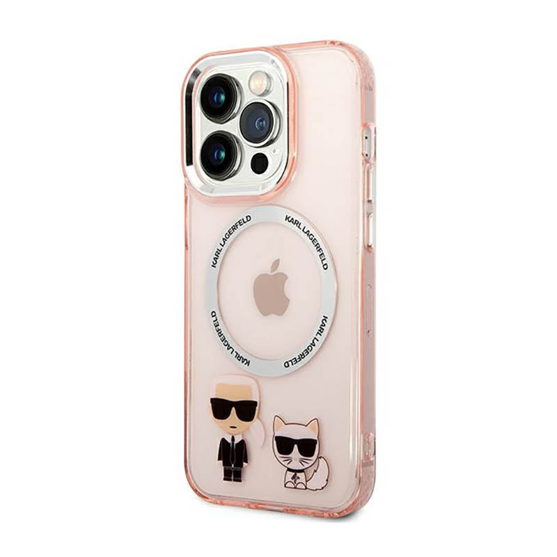 Karl Lagerfeld Karl&amp;Choupette Aluminium MagSafe - hoesje voor iPhone 14 Pro (roze)