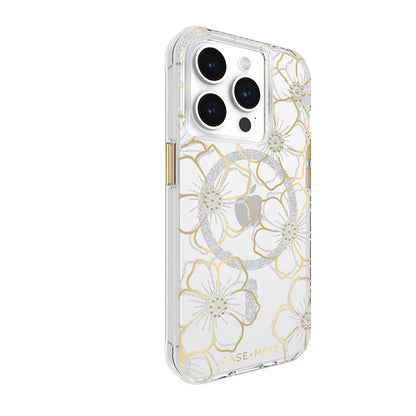 Case-Mate Floral Gems MagSafe - iPhone 15 Pro Hülle (Gold)