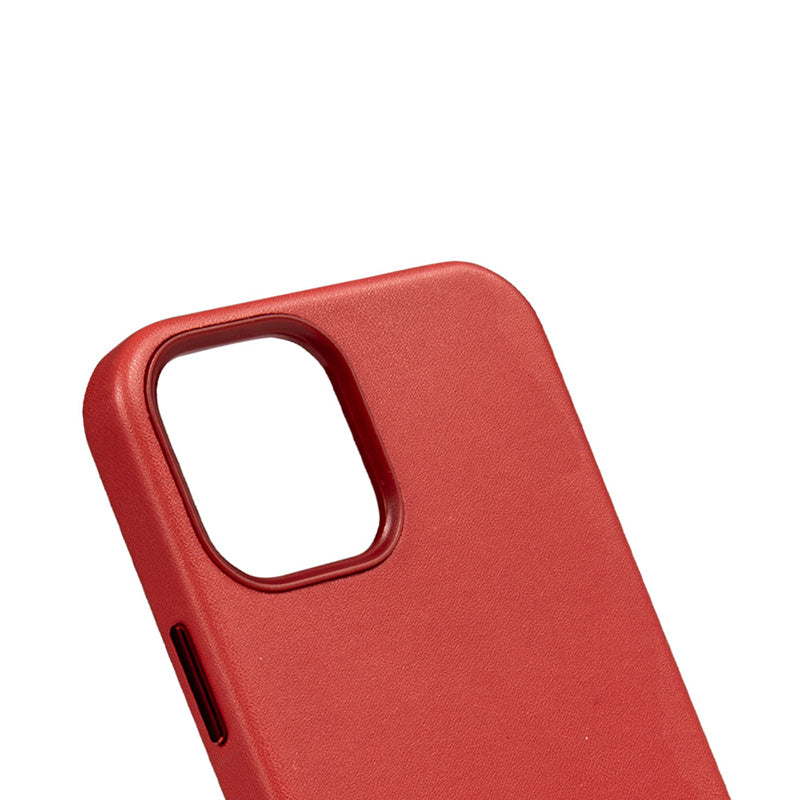 Crong Essential Cover Magnetic - Leather case for iPhone 12 / iPhone 12 Pro MagSafe (Red)