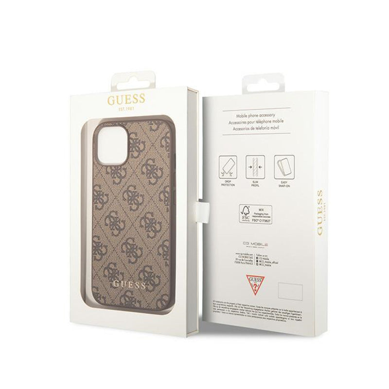 Guess 4G Metal Gold Logo - iPhone 15 Plus hoesje (bruin)