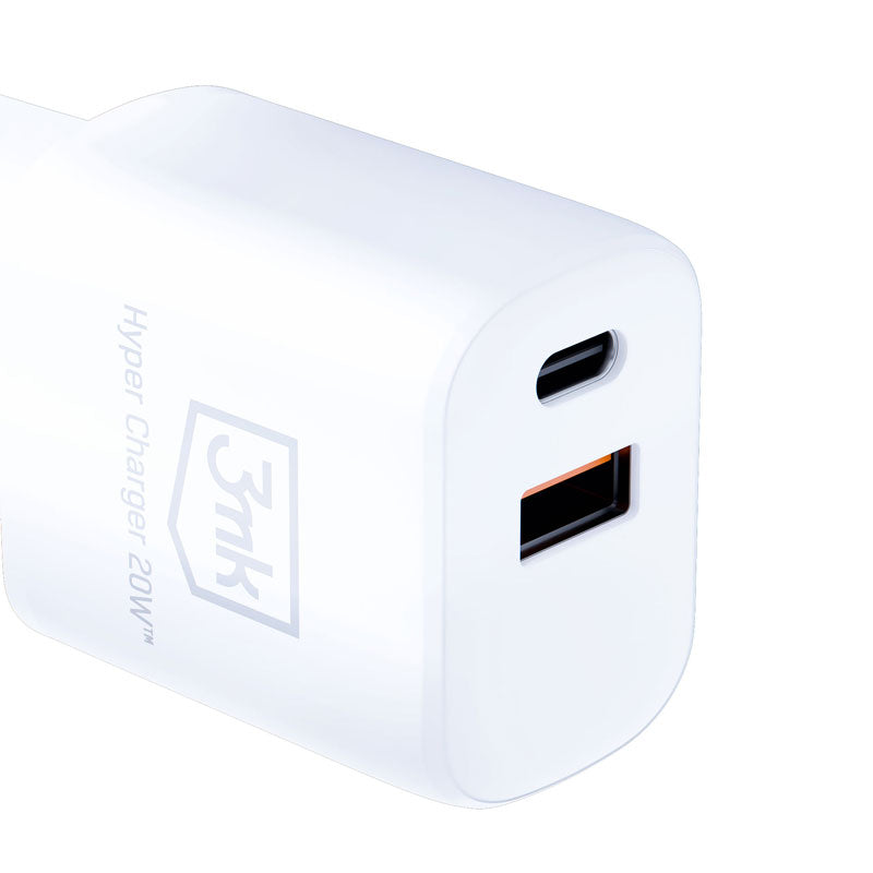 3mk Hyper Charger - USB-A QC 3.0 + USB-C PD 20W netlader (wit)