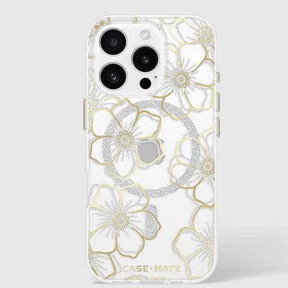 Case-Mate Floral Gems MagSafe - Hülle für iPhone 16 Pro (Gold)