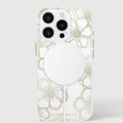 Case-Mate Floral Gems MagSafe - Hülle für iPhone 16 Pro (Gold)